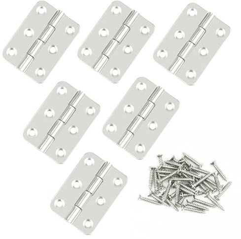 JJWNMLL Hinges 6 pcs - 2 inch Hinge for Wood Silvery Door Hinges with 38 pcs Hinge Screws for Home Furniture Hardware Cabinet Closet Door Drawer Wood Box