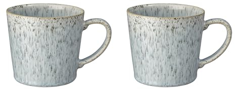 Denby - Halo Speckle Coffee Mug Set of 2-390ml Reactive Glaze Stoneware Ceramic Tea Mug Set - Dishwasher Safe, Microwave Safe - Black, Grey, White - Chip Resistant