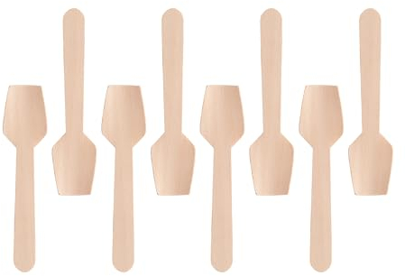 GoCoPack Wooden Cutlery: Pack of 100 Disposable Wooden 10cm - 4 Inches Ice Cream Spades - Eco Friendly 100% Compostable and Biodegradable