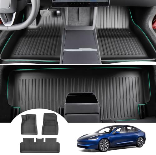 [Neu 2024] GAFAT Tesla Model 3 Highland 2024 2025 Fussmatten, TPE Allwetter-Fußmatten für Tesla Model 3 2024 Gummimatten Original 3D-Scannen, Extra Hoher Rand 6-10 cm, Leicht zu Reinigen