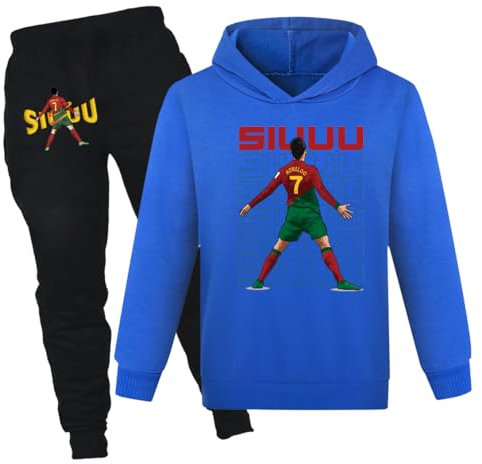 NO 7 Fußballtrikot Trainingsanzüge Training Casual 2-teilige Jungen Outfits 3-13 Jahre, blau, 134