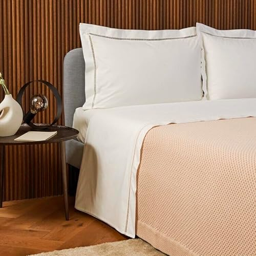 Zucchi Belgioioso Bettwäsche-Set aus Perkal aus reiner Baumwolle, für Doppelbett 250 x 280 cm + Spannbettlaken 175 x 200 cm + 2 Kissenbezüge mit Tagessaum (Beige 41)