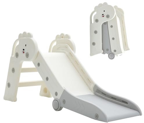 FUKEA Lion Slide for Toddlers Age 1 to 3 Years, Indoor Outdoor Folding Slide for Kids, Children's Garden Slides with Climbing Frame Stairs, Cute Freestanding Baby Slide