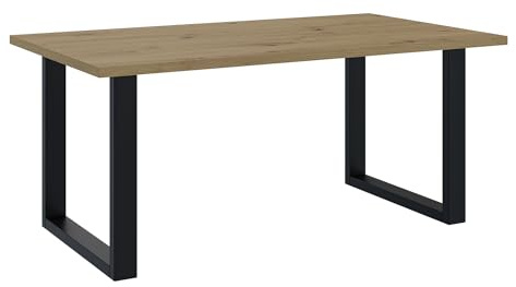 MEBLINI Esstisch Artisan Eiche Schwarz Modern - Küchentisch Schwarz - Esszimmertisch Gross - Tischplatte 160x90 - Brooklyn - U-Beine - Artisan Eiche/Schwarz Matt