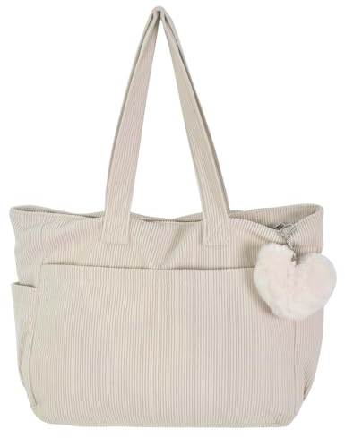 Cleminsta Cord Tasche Damen,Cord Umhängetasche mit Reißverschluss,Tasche Damen Kord,Umhängetasche Cord,Cord Beutel mit Taschenfach für Arbeit Büro Reisen Einkaufen Schule
