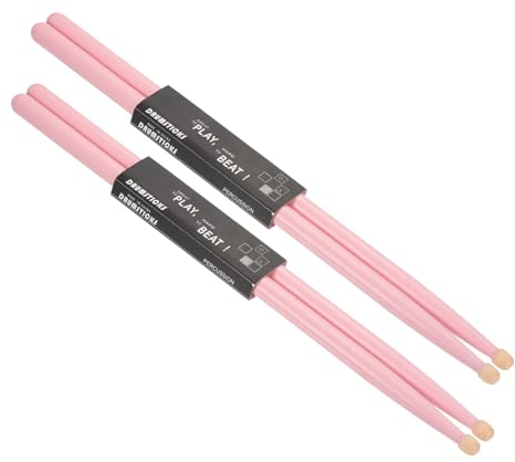QUARKZMAN 2 Paar Drumstick 5A Ahornholz Schlagzeug Sticks mit Rutschfestem Griff Pink Klassischer Drumstick mit Holzspitze für Schlagzeug Musikinstrument Percussion