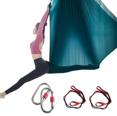 Aerial Yoga Hängematte Set, Aerial Yogatuch Swing Air Fliegen, Yoga-Schaukel Hammock Swing 1000 kg Max. Tragfähigkeit Yogatuch Zum Aufhängen Stahlkarabiner, Anti-Gravity-Übungen
