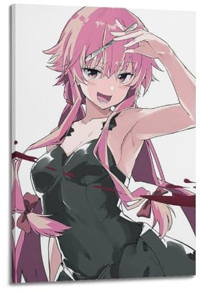 Ästhetisches Anime-Poster The Future Diary Gasai Yuno, Leinwandposter, Wandkunst, Wohnzimmer, Schlafzimmer, Dekoration, Poster, 50 x 75 cm, Rahmenstil