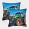 ELANXIAPR Traktor Kissenbezug 2er Set Dekokissenbezug Kissenhülle Deko Mit Versteckter Reißverschluss Polyester Fahrzeug Für Sofa Schlafzimmer Wohnzimmer Balkon 40x40cm