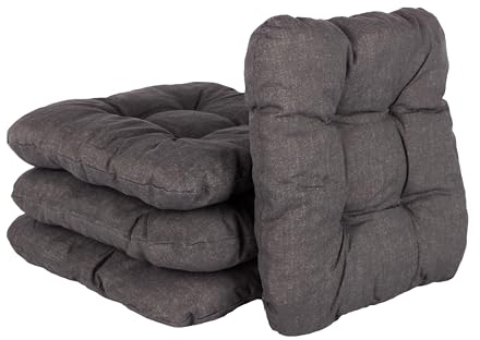 HLKauf 4 | 6 | 8er Set Sitzkissen 36x36x6 cm | weiche Kissen | Für Garten, Camping, Gastronomie oder Bistro | Oeko-Tex und Made in EU (Anthrazit & 1x HLKauf-Block, 8er-Set)
