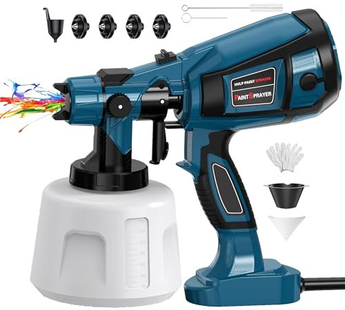 Herramienta pulverizadora de pintura eléctrica de alta potencia de 800 W, pistola de pintura en aerosol fácil de limpiar para muebles, gabinetes, paredes, puertas, sillas de jardín, color azul