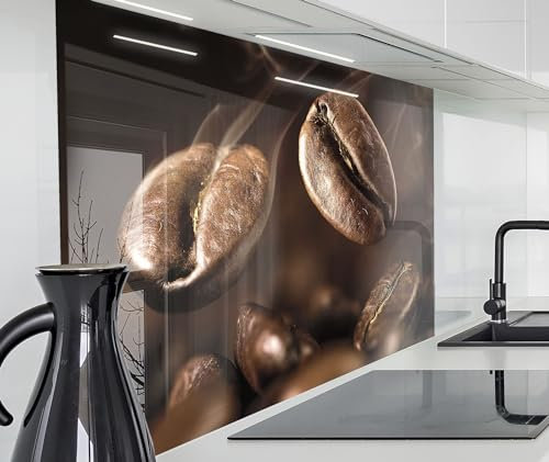 timalo Spritzschutz Wand für Herd, Küche Küchenrückwand Glasoptik | Acryl Glas 2mm | Glasrückwand Acrylglas Wandpaneele Rückwandschutz Platte | 140x50cm Kaffeebohnen