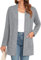 IWOLLENCE Cardigans for Women UK Long Sleeve Lightweight Cardigans Open Front Ribbed Knit Outerwear Cardigan Jumper with Pocket (Light Gray, XL)