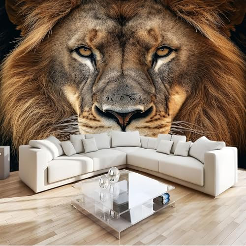 3D Effect Photo Wallpaper Animals African Lion Mural Panoramic Wall Tapestry Large Photo Wallpaper Mural 250x175 cm Bedroom Eco-Friendly Wallpaper Decoration