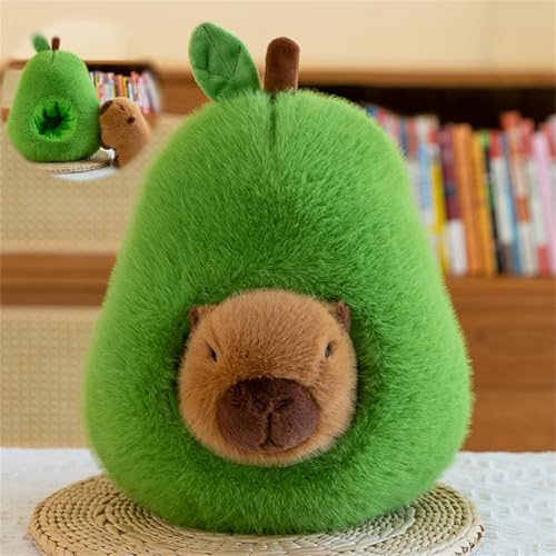 Champracer Neu Capybara Plüschtier - Simulation Kuscheltier Mit Abnehmbarer Avocado - Super Weiches Gefülltes Spielzeug für Kinder (45 cm)