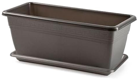 Acan Tradineur - Jardinera con Plato Terracota - PLFT - Fabricado en Plástico - Macetero Apto para Exterior e Interior del hogar - 40 cm - Color Antracita