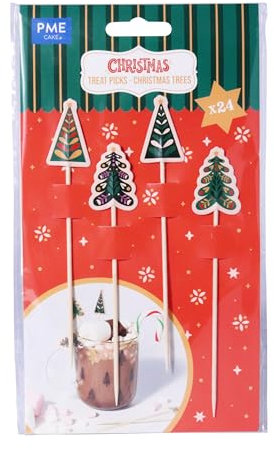 PME Palillos Navideños para Aperitivos, Árboles de Navidad (24 piezas)