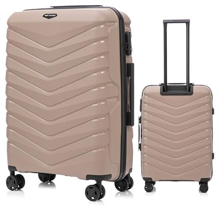 Wings Koffer Hartschale | Reisekoffer & Trolleys | Ultraleicht Rollkoffer mit Rollen | Koffer Trolley Handgepäck | Hartschalenkoffer Mit Schloss | für Flugzeug (Braun, 64x45x26 cm)