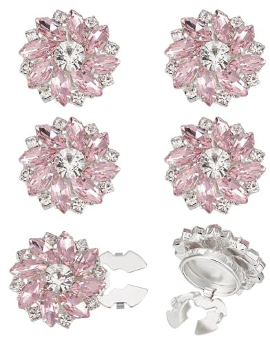 FINGERINSPIRE 6 Pcs Boutons de Manchette en Cristal Rose pour Femme Boutons de Manchette en Cristal Rose 25,5mm Diamètre Bouton de Manchettes Alliage Détachables en Forme de Fleur pour Décor Chemises