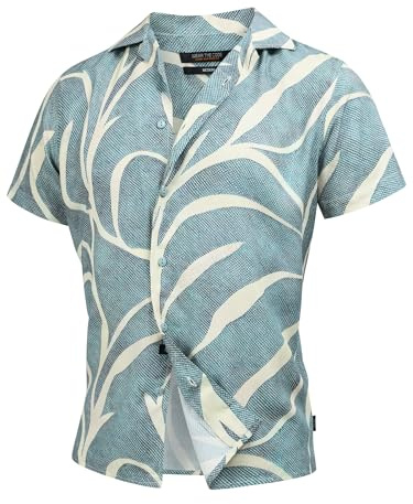 Indicode Herren INMilky Kurzarmhemd mit Kent-Kragen aus Viskose | Herrenhemd für Männer Slate Gray, L