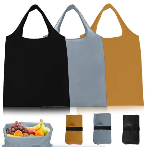 RFYTDCF 3PCS Shopping Bags Foldable, Reusable Shopper Bag Folding Lightweight Bags for Handbags Tote Bag for Daily Shopping Groceries Travel Storage