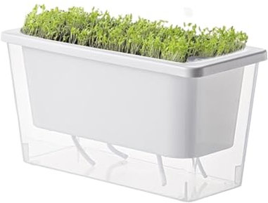Jardinera de autorriego para interiores para plantas de exterior - Macetas de autorriego, jardinera de interior | Pequeña jardinera rectangular de jardín para el cultivo de flores para el jardín