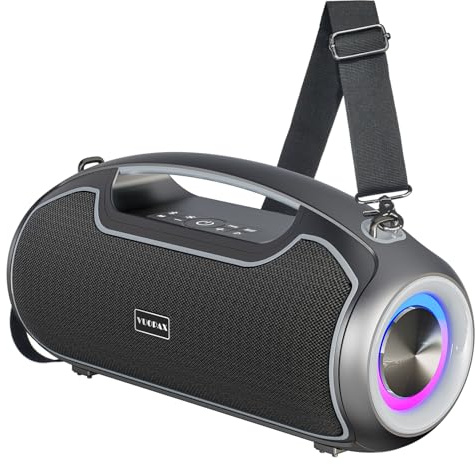 Portable Bluetooth Speakers Wireless, 200W PEAK Outdoor Speaker w/2.0 Bass | Upgrade Bocinas BT5.4, IP65 Waterproof, USB-C, RGB Lights, for Party, Camping, Beach, Large Workshop, Garage, 24H Playtime