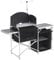 DKIEI Folding Camping Cupboards, Outdoor Portable Kitchen Storage Table With Windshield & Carry Bag, Picnic Table with 3 Storage Cupboards & Light Stand, 118×54×114cm, Black