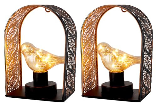 LOGT 2 Stück LED Wandlampe Vintage Batterie Ramadan Deku mit Schalter Timer Metall 18CM Dekorative Wandleuchte Akku Orientalische Lampe Industrial Deko Wanddeko für Gartenlaterne Zuhause Wohnzimmer