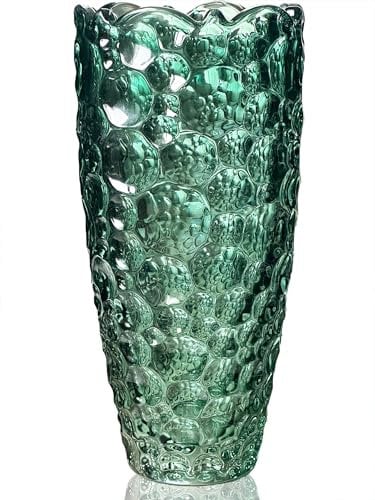 Birthday Gifts for Women, Glass Vase for Flowers, Large Tall Green Flower Vases, Modern Personalised for Living Room Home Decor Christmas