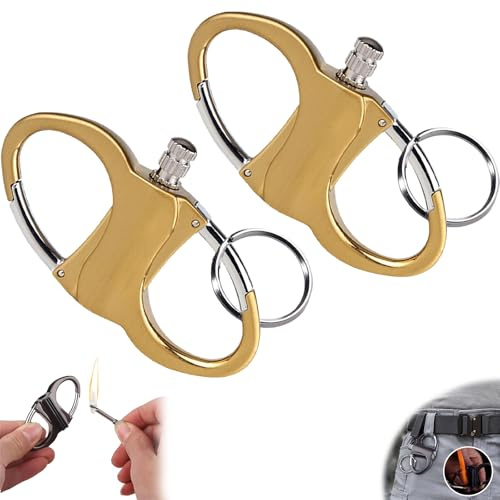 Porte-clés Briquet Allume-Cigare, Porte-clés Briquet,Nouvelle Allumette en métal 2025 pour l'extérieur, la Voiture et la Maison (Gold*2PC)