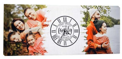 Orologio su Tela Personalizzata con Foto in HD, Made in Italy - Orologio da Parete Moderno, Stampa Tela Personalizzabile in Alta Definizione, Robusto Telaio Incluso in Legno Abete (Family, 40x100 cm)