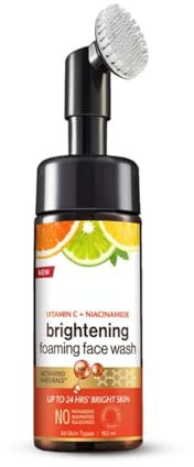 Brightening Vitamin C & Niacinamide Foaming Face Wash with Built-in Brush | Deep Cleansing, Glowing & Even Skin Tone | For Women & Men | 150ml