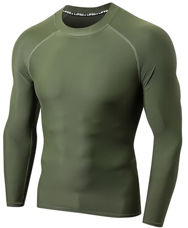 LAFROI Men's UPF 50+ BJJ Rash Guard Sun Protection Swim Shirt Long Sleeve | Quick Dry, lightweight, Baselayer, Compression Performance Fit, for Swim, Water Sports, Combat, CLY10C