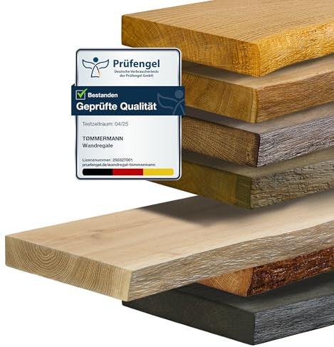 tømmermann Wandregal Schweberegal massiv Eiche - Bücherregal Holz Regal mit Baumkante Hängeregal Regalbrett aus massivholz Wandboard deko Regal Wand Shelf | 160 cm breit Farbe Weißöl