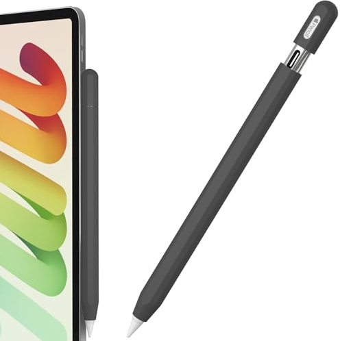 FAFALITHIC Slim Silicone Case for Apple Pencil USB-C (Black) | Toe-necked protective case, comfortable grip, supports magnetic attachment