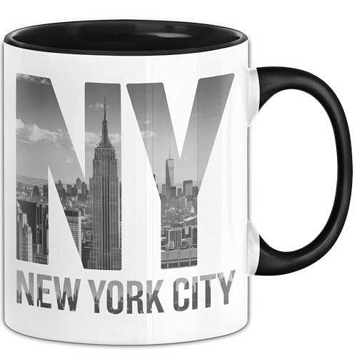 New York City USA Tasse Geschenk Lustige Geschenkidee Spruch (Schwarz)