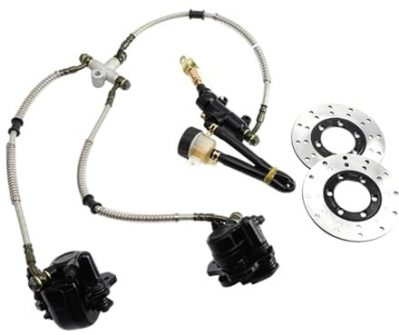 KESOTO Go Kart Bremsen Hintere Hydraulische Fußbremse Doppel Bremssattel Baugruppe mit Rotor Und Hauptzylinder Metall für ATV Go Karts Und Benutzerdefinierte, mit Bremsscheibe
