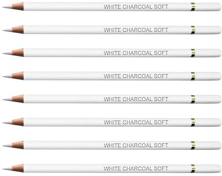 Maltvie 8 Pcs White Charcoal Pencils for Drawing – Professional Highlight Sketching & Shading Pencils for Artists – Premium White Charcoal Pencil for Art Drawings