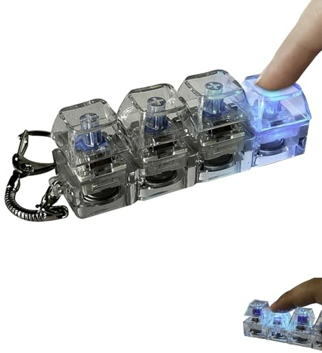 Porte-clés Jouet Clavier, Jouet Anti-Stress Clavier Lumineux, Fidget Claviers Toys, Transparent avec Touches pour Les Doigts, Porte-clés Anti-Stress pour Sac À Main, Sac À Dos