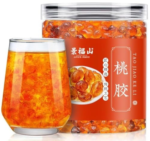 Natural Peach Gum, Premium First-Harvest Old Tree Peach Gum, Large Granules, High Expansion Rate, Clean & impurity-Free, Natural Resin for Dessert & Soup (250g)