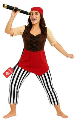 Fun Shack Piraten Kostüm Damen, Freches Halloween Kostüm Damen | Piratenoberteil mit Details, Frecher Seeräuberinnen-Look, Zum Überziehen, Perfekt für Halloween, Ideal zum Verkleiden