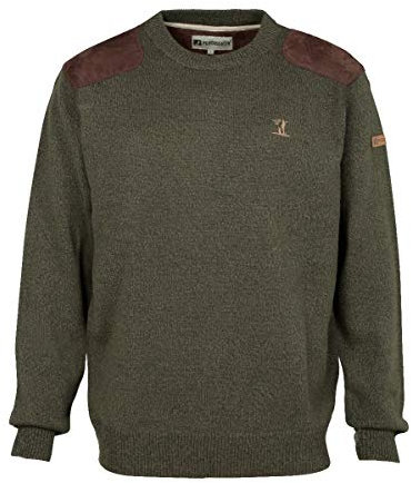 Percussion Jagd-Pullover mit Rundhalsausschnitt, bestickt Gr. XL, khaki