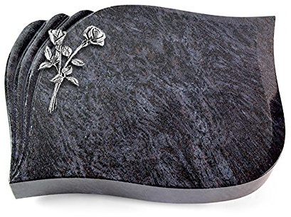 Grabplatte, Grabstein, Grabkissen, Urnengrabstein, Liegegrabstein Modell Eterna 40 x 30 x 7 cm Orion-Granit, poliert inkl. Gravur (Aluminium-Ornament Rose 10)
