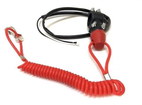 Universal Kill Switch Notaus Schalter Zündunterbrecher passend für Motorrad, Roller, Quad, Enduro, Motocross - Öffner Version mit Reißleine, 22mm Lenkerklemme