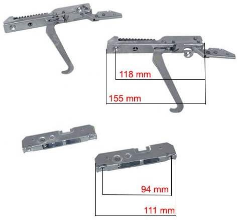 Easyricambi Kit Cerniere Destra Sinistra + 2 portarulli per Porta Forno Leggera Smeg LOFRA