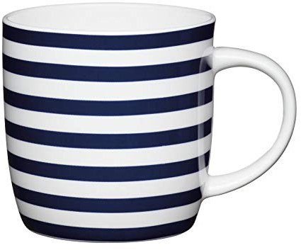 KitchenCraft China 425ml fassförmiger Becher, nautischer Streifen