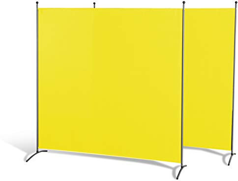 GRASEKAMP Qualität seit 1972 Doppelpack Stellwand 180x180 cm - gelb - Paravent Raumteiler Trennwand Sichtschutz