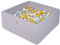 MEOWBABY Piscina de Bolas 90X90X40cm/200 Bolas ∅ 7Cm Piscina de Bolas El Cuadrada Certificada para Niños Hecha en EU Gris Claro: Blanco/Amarillo/Verde Claro/Azul Bebé