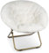 Milliard Accent Chair, Faux Fur Cozy Chair for Bedroom/X-Large (White Fur, Gold Metal)